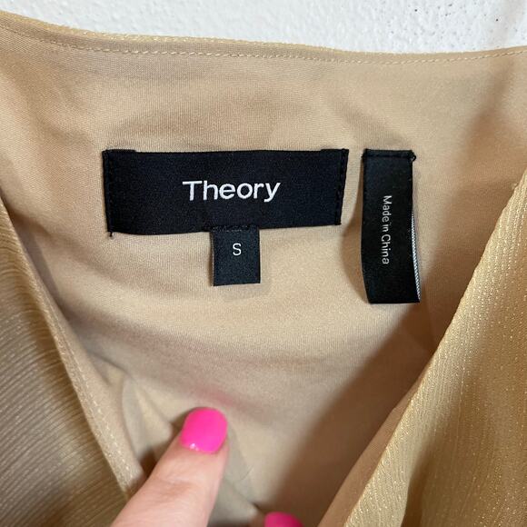 Theory Tan Gold Shimmery Teah Corded Tank Top Size Small - Picture 6 of 8